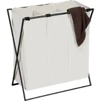 Wenko Wäschesortierer "Trio XL", beige (creme, schwarz), B:69cm H:76cm T:37cm, Polyester, Wäschesammler, Wäschesortierer