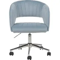 Beliani Bürostuhl Hellblau Samtstoff mit Armlehnen Höhenverstellbar Rollbar Drehbar Home-Office Büro Arbeitszimmer Ausstattung Sitzmöbel Arbeitshocker
