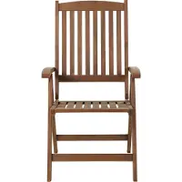 Beliani Gartenstuhl Dunkelbraun Akazienholz Vertsellbar Klappbar mit Armlehnen Lamellen-Optik Rustikal Außenbereich Terrasse Ausstattung Sitzmöbel