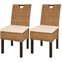 vidaXL Esszimmerstuhl 2 Stk. Kubu-Rattan Mangoholz