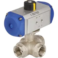Tameson G1'' 3-Wege L-Anschluss Messing Pneumatischer Kugelhahn Feder geschlossen - BL3BA