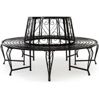 Casaria Baumbank Bree Schwarz Metall Ø160cm