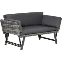 Outsunny Polyrattan Gartensofa 2 Sitzer Loungesofa Gartenliege klappbar Grau