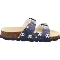 Superfit Fussbettpantoffel Jungen Pantolette mit Fußballmotiv Blau/Mehrfarbig, 1-800111-8110 - Gr. 29