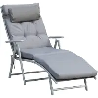 Outsunny Sonnenliege Strandliege Gartenliege Klappbar Verstellbar Metall Grau