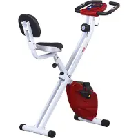 HOMCOM Heimtrainer Fahrrad Klappbar Fitnessbike Ergometer LCD 8 Stufen Rot Weiß