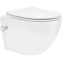 LuxeBath Spülrandloses Hänge-WC mit Nano Beschichtung, Weiß, kurz, Bidet Funktion