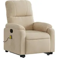 vidaXL Massagesessel mit Aufstehhilfe Creme Mikrofasergewebe