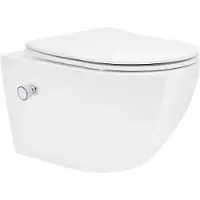 LuxeBath Spülrandloses Wand Hänge-WC mit Bidet-Funktion, Weiß, lang, Tornadospülung, mit Nano Beschichtung