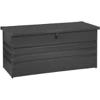 Beliani Gartentruhe Graphitgrau Metall 400 L 132 x 62 cm Wasserdicht Abschließbar mit Deckel Garten Aufbewahrungsbox Gartenbox Kissenbox Auflagenbox