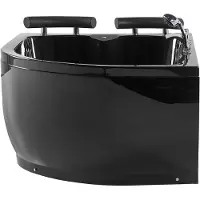 Beliani Whirlpool-Badewanne Schwarz 158 cm x 113 cm Rechts Sanitäracryl LED-Beleuchtung SPA Modern