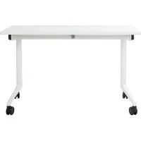 Beliani Schreibtisch Weiß 120 x 60 cm Klappbar Faltbar mit Rollen Mobil Bürotisch für Homeoffice Büro Modernes Design