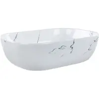 Beliani Aufsatzwaschbecken Keramik Marmor Optik weiß rechteckig 47 x 34 cm HOPI