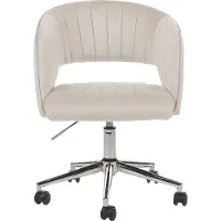 Beliani Bürostuhl Hellbeige Samtstoff mit Armlehnen Höhenverstellbar Rollbar Drehbar Home-Office Büro Arbeitszimmer Ausstattung Sitzmöbel Arbeitshocker