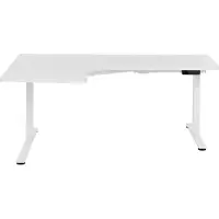 Beliani Schreibtisch Links Weiß Melamin L-Form 160x59 cm mit Metallgestell Elektrisch Höhenverstellbar Büro Steh-Sitz-Tisch Stehtisch