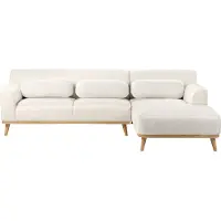 Beliani Ecksofa Weiß Bouclé-Stoffbezug L-förmig 3-Sitzer Sofa mit Chaiselongue Linksseitig Wohnzimmermöbel Modern Wohnzimmer Ausstattung Wohnecke