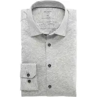 Olymp Businesshemd "No. Six 24/Seven super slim", Herren, Gr. 45, N-Gr, grau (silbergrau), Web, Obermaterial: 92% Baumwolle, 8% Elasthan, sehr schmal, Hemden Businesshemd, in bequemer Jersey-Qualität