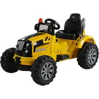 Vrooomy Kinder Elektro-Traktor 12V, 2 Motoren, 2 Geschwindigkeiten, MP3 & Hupe, Elektrofahrzeug für Kinder, Garten & Outdoor, Gelb, 3–6 Jahre