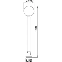 ALBERT LEUCHTEN Wegeleuchte A-92433, Aluguss, Kristallglas, E27, IP44, 1250x250mm