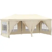 vidaXL Partyzelt Faltbar mit Seitenwänden Creme 3x6 m