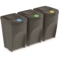 OEM Sortibox Abfalltrennboxen 3x35L Grau, flexibel stapelbar und nebeneinander stellbar