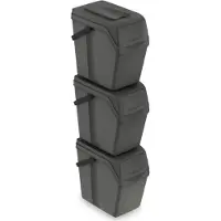 OEM Stapelbarer Abfalleimer für Mülltrennung, 3x25L Volumen, grau, mit Griff