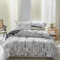 Markenlos Bettwäsche 220 x 240 cm - Wende-Design mit Blumenmuster in Weiß und Schwarz