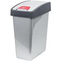 Markenlos Abfallbehälter mit Klappdeckel und Soft-Touch, 10 l, Lichtsilber