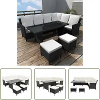The Living Store 4-tlg. Garten-Lounge-Set mit Auflagen Poly Rattan Schwarz
