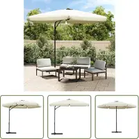 The Living Store Sonnenschirm mit Stahl-Mast 300 cm Sandweiß
