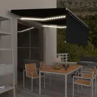 The Living Store Gelenkarmmarkise Einziehbar mit Jalousie & LED 4x3 m Anthrazit