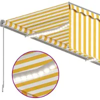 The Living Store Gelenkarmmarkise Einziehbar mit Jalousie LED 3,5x2,5m Gelb Weiß