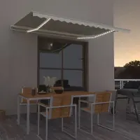 The Living Store Gelenkarmmarkise Einziehbar mit LED 400x300 cm Creme