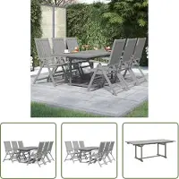 The Living Store 7-tlg. Garten-Essgruppe Massivholz Akazie