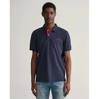 Gant für Herren. 2062026 Marineblaues Piqué-Poloshirt in Kontrastfarbe (XXS), Lässig, Baumwolle, Klassisch, Kurzarm