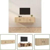 The Living Store TV-Wandschränke 2 Stk. Sonoma-Eiche 80x34,5x40 cm