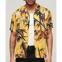 Superdry für Herren. M4010740A Hawaii-Resort-Hemd gelb (L), Lässig, Baumwolle, Kurzarm