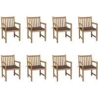 The Living Store Gartenstühle 8 Stk. mit Taupe Kissen Massivholz Teak