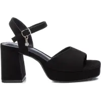 Xti für Damen. 14147101-NEGRO Frau Antelina Ledersandalen Schwarz (36), 5 bis 8 cm, Wildleder, Schnalle, Lässig, Party
