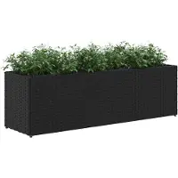 vidaXL Hochbeet mit 3 Fächern Schwarz 105x30x32 cm Poly Rattan