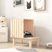The Living Store Katzenhaus 60x36x60 cm Massivholz Kiefer