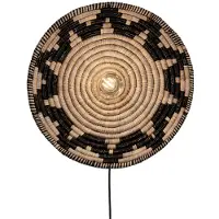 Good&Mojo Wandlampe Andros, schwarz/natur, Stecker, Ø 45cm