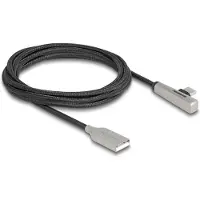 DeLOCK USB 2.0 Kabel Typ-A Stecker zu USB Type-C Stecker gewinkelt mit LED und Schnellladefunktion 60 W 2 m, 2 m, USB A, USB C, USB 2.0, 0,48 Gbit/s, Schwarz, Silber