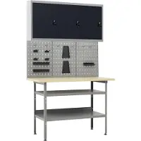 The Living Store Werkbank mit 3 Werkzeugwänden und 1 Wandschrank