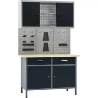 The Living Store Werkbank mit 3 Werkzeugwänden und 1 Wandschrank