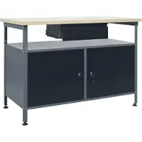 The Living Store Werkbank Schwarz 120x60x85 cm Stahl