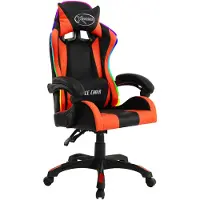 The Living Store Gaming-Stuhl mit RGB LED-Leuchten Orange und Schwarz Kunstleder