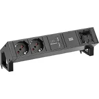 Bachmann DESK2 2xP40 1xUSB Charger 1xCM Strom 0,2m GST18 RAL9005