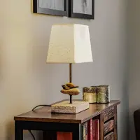 ONLI Tischlampe Seregon , creme / amber, für Wohn- / Esszimmer, Holz, Landhaus / Rustikal, Tischlampe
