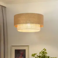 Duolla Pendelleuchte Boho, braun/weiß, Ø 45 cm, Textil